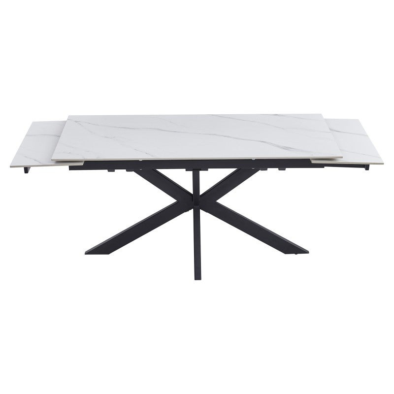 Hermoso Ceramic & Metal Extensible Dining Table, 160-240cm, Snow White ...