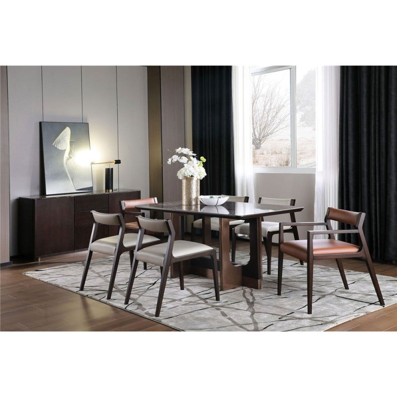 Moltrix Microfiber Leather & Oak Timber Dining Chair, Taupe / Black