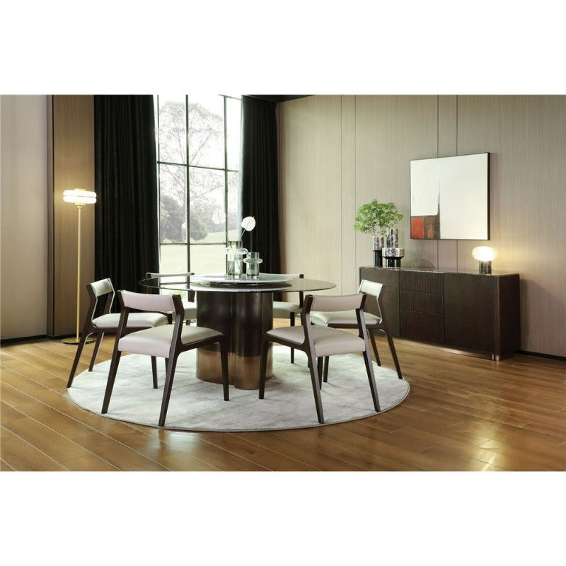 Moltrix Microfiber Leather & Oak Timber Dining Chair, Taupe / Black