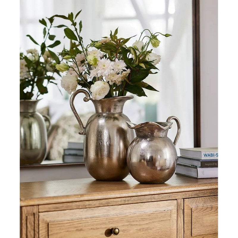 Valeria Metal Jug Vase, Small, Silver
