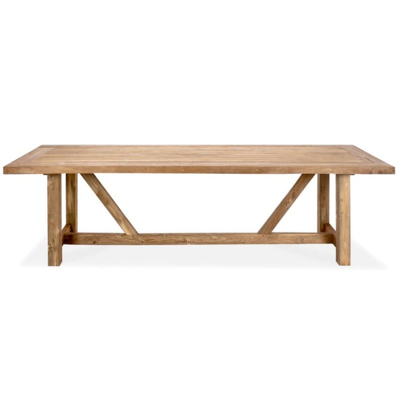Skovde Reclaimed Teak Timber Outdoor Trestle Dining Table, 300cm