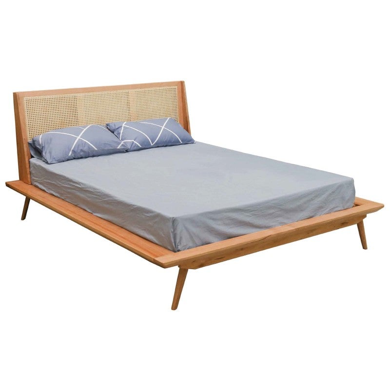 Norma Tasmanian Oak & Rattan Platform Bed, Queen
