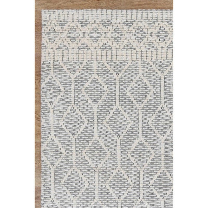 Copacabana Lattice Hand Loomed Wool Rug, 340x240cm, Light Grey