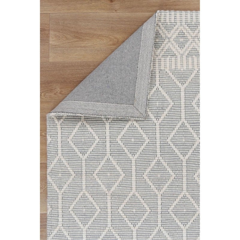 Copacabana Lattice Hand Loomed Wool Rug, 340x240cm, Light Grey