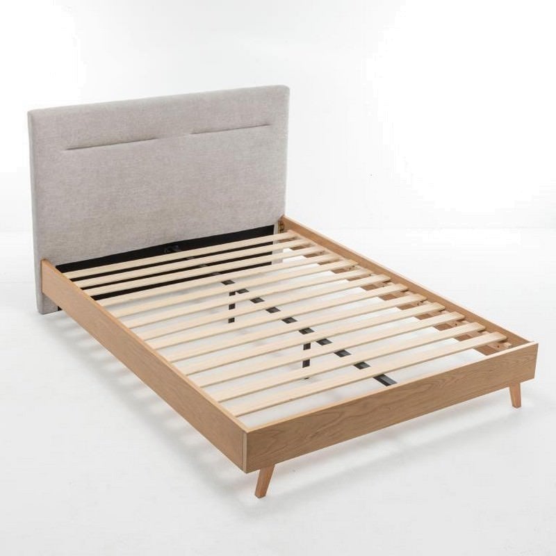 Emberon Chenille Fabric & Wood Platform Bed, Queen
