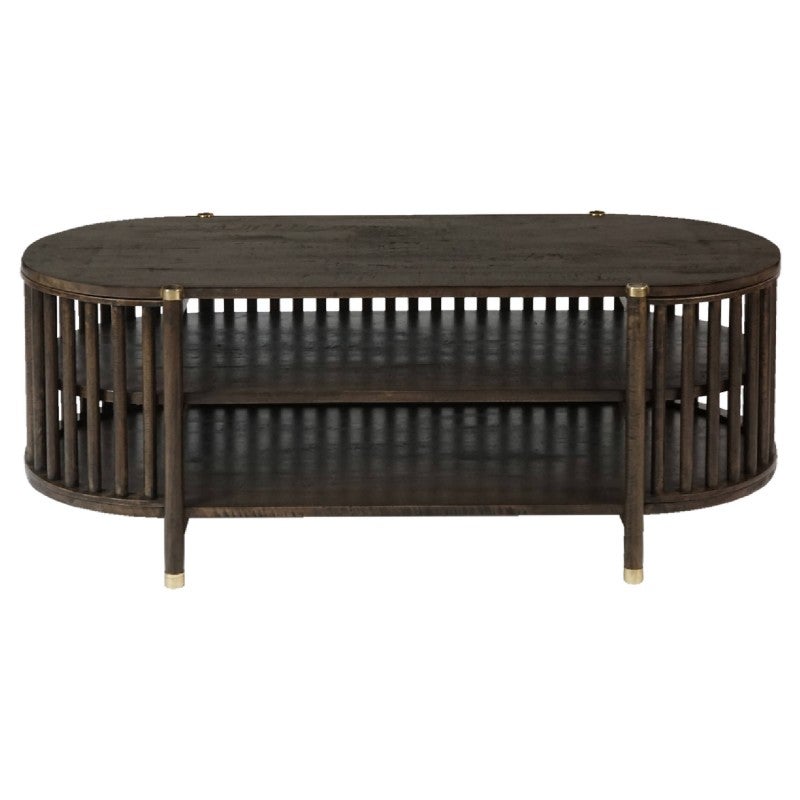 Brego Mango Wood Oval TV Unit, 126cm, Walnut