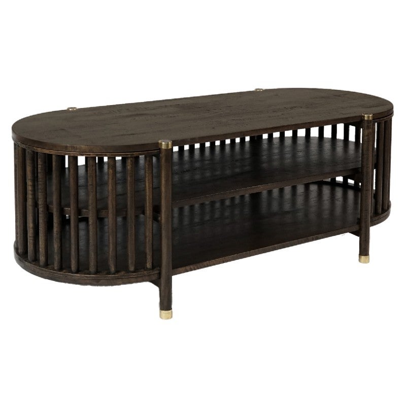 Brego Mango Wood Oval TV Unit, 126cm, Walnut