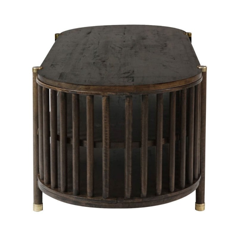 Brego Mango Wood Oval TV Unit, 126cm, Walnut