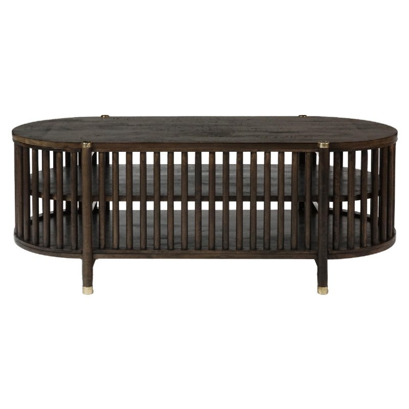 Brego Mango Wood Oval TV Unit, 126cm, Walnut