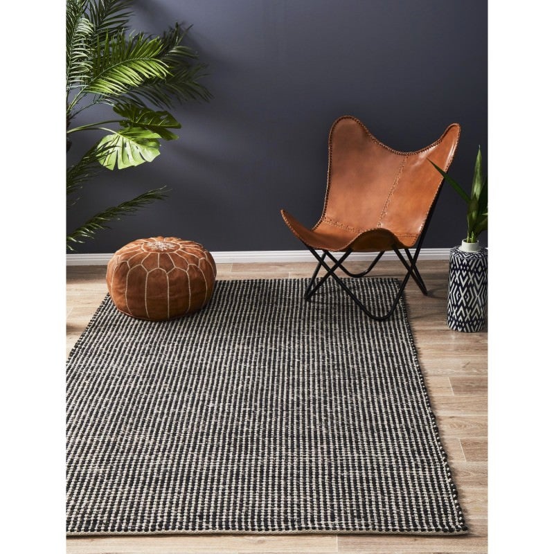 Skandi Carlos Flatwoven Felted Wool Rug, 300x400cm, Black