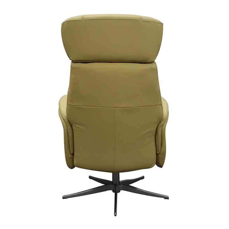 Stanley Leather Swivel Recliner Armchair with Footstool, Ivory