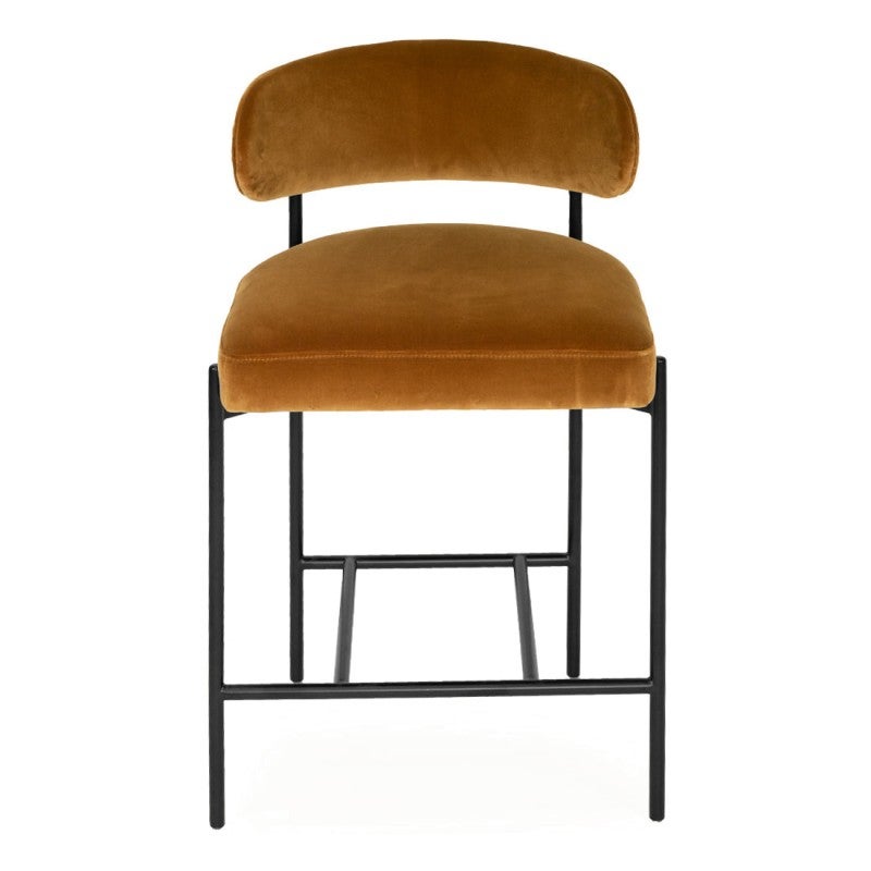 Marillo Velvet Fabric & Metal Counter Stool, Rust