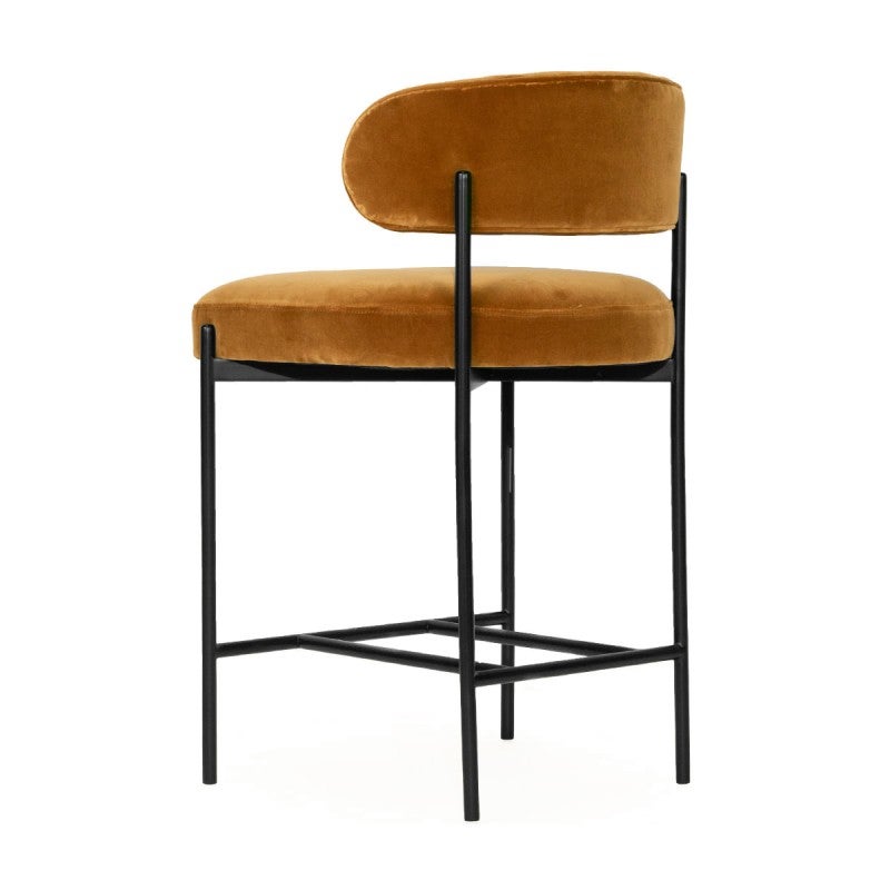 Marillo Velvet Fabric & Metal Counter Stool, Rust