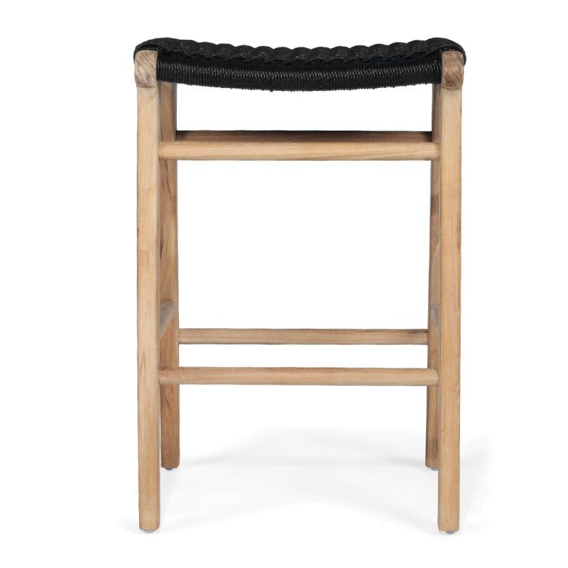 Zac Teak Timber & Close Woven Cord Indoor / Outdoor Backless Counter