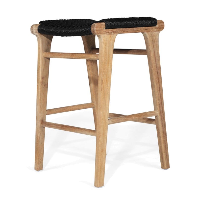 Zac Teak Timber & Close Woven Cord Indoor / Outdoor Backless Counter