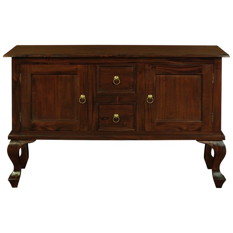 Queen Ann Solid Mahogany Timber 2 Door 2 Drawer Sofa Table, 130cm, Mahogany