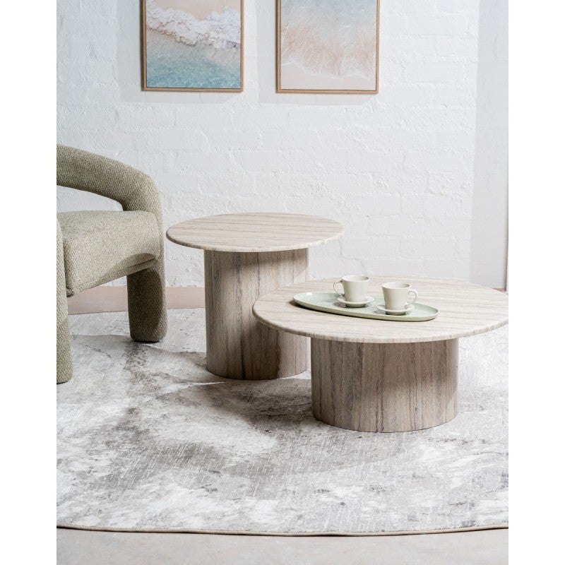 Soryn Artificial Stone Top Round Side Table