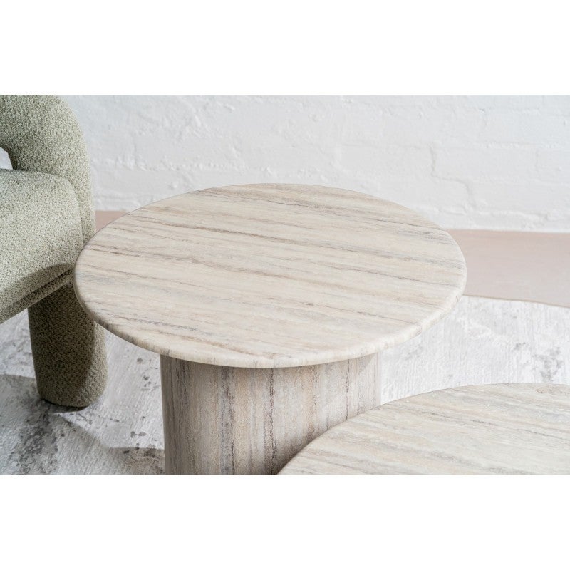 Soryn Artificial Stone Top Round Side Table