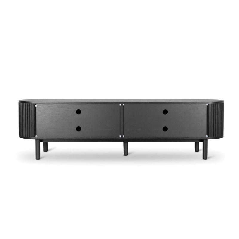 Malin Wooden 4 Door Oval TV Unit, 200cm, Black