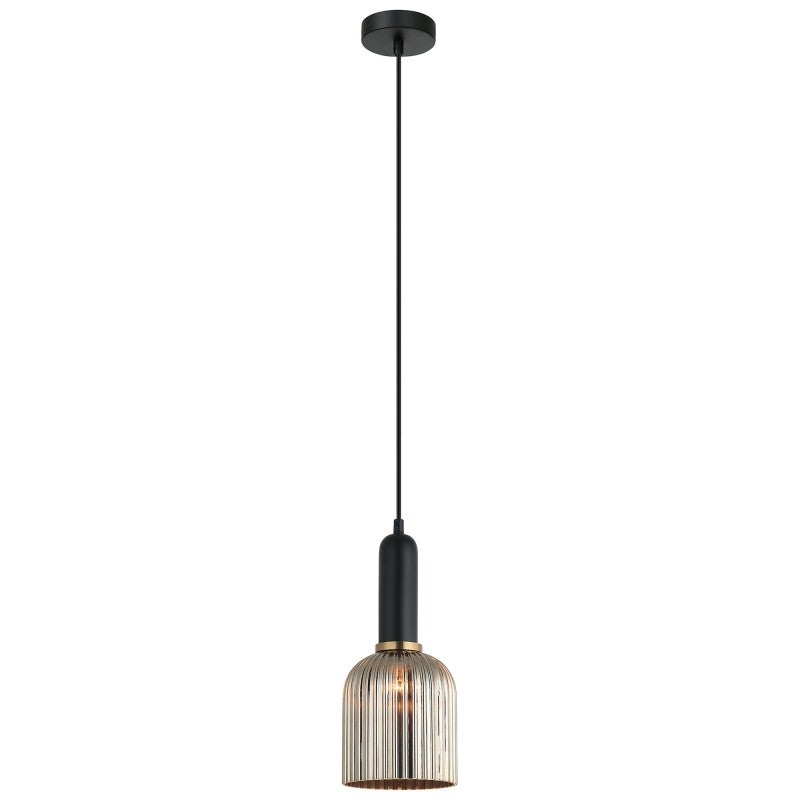 Vi Intaj Vintaj Ribbed Glass Pendant Light, Ellipse, Chrome