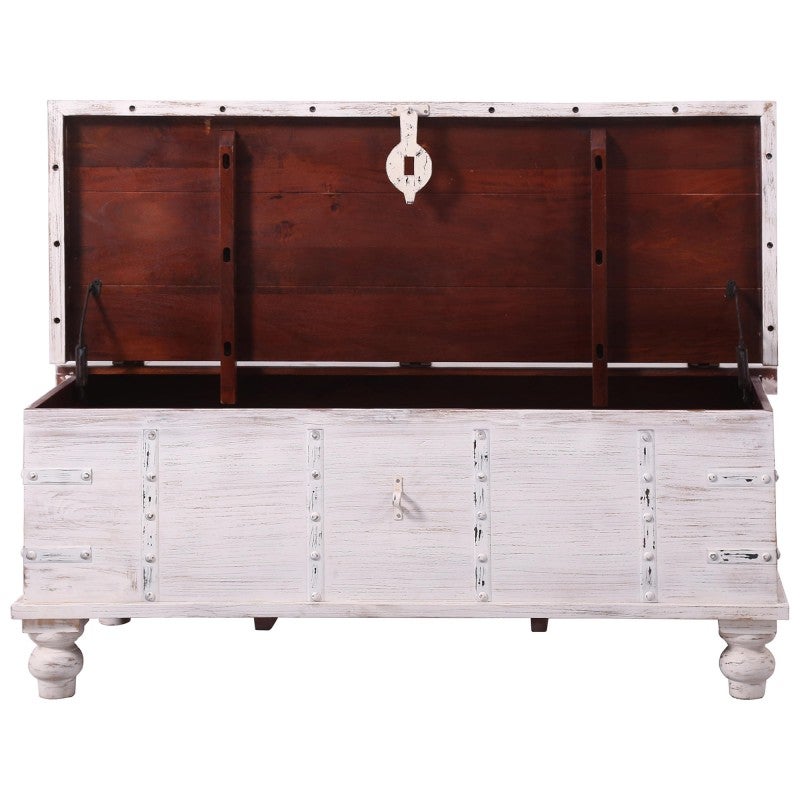 Risku Mango Wood Storage Trunk Coffee Table, 120cm