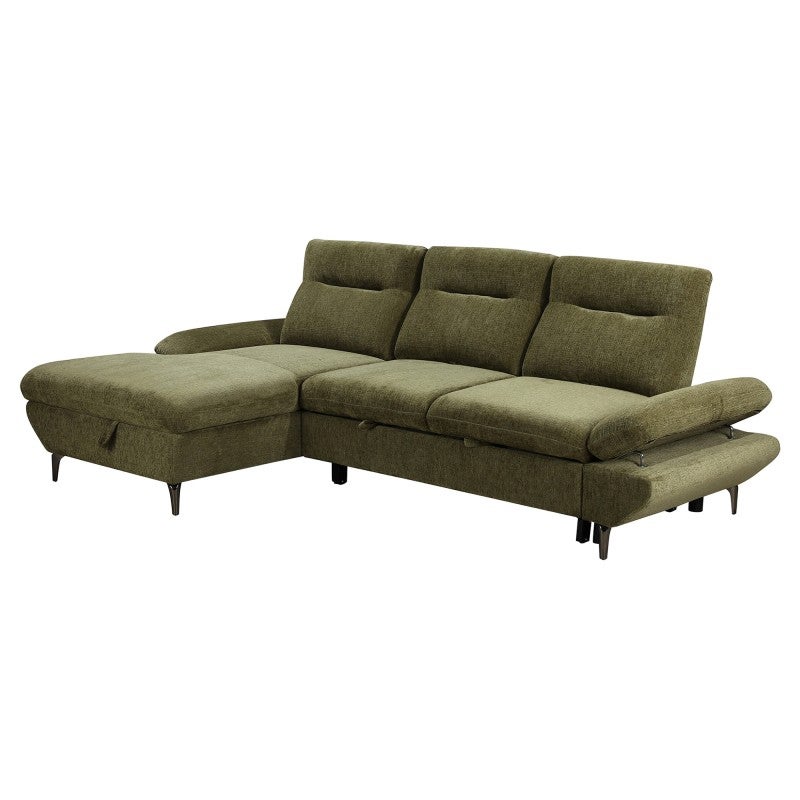 Cleva Fabric Corner Sofa / Pull Out Sofa Bed, 3 Seater with LHF Storage ...