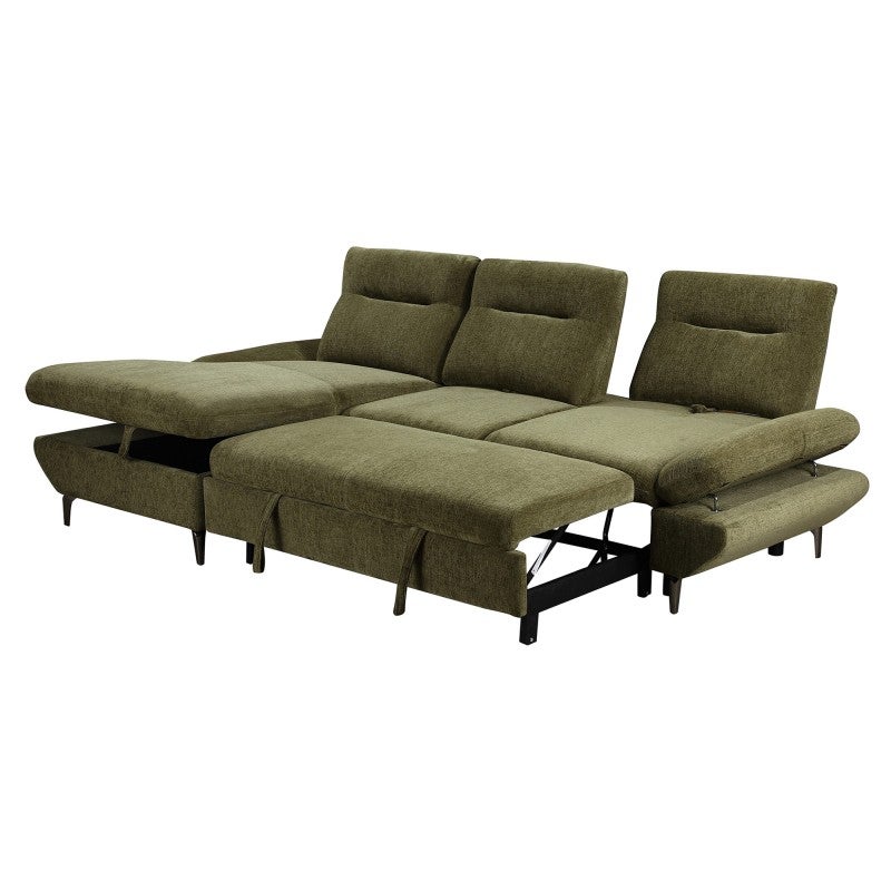 Cleva Fabric Corner Sofa / Pull Out Sofa Bed, 3 Seater with LHF Storage ...