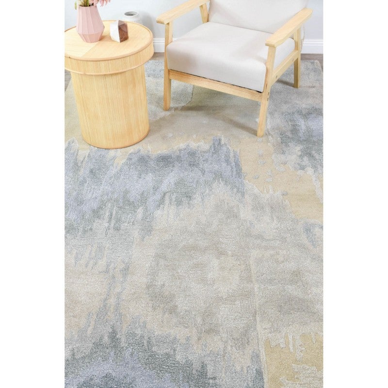 Blue Ridge Rug F76 Westcott Dune Ridge Modern Wool Rug, 155x225cm, Sand / Blue