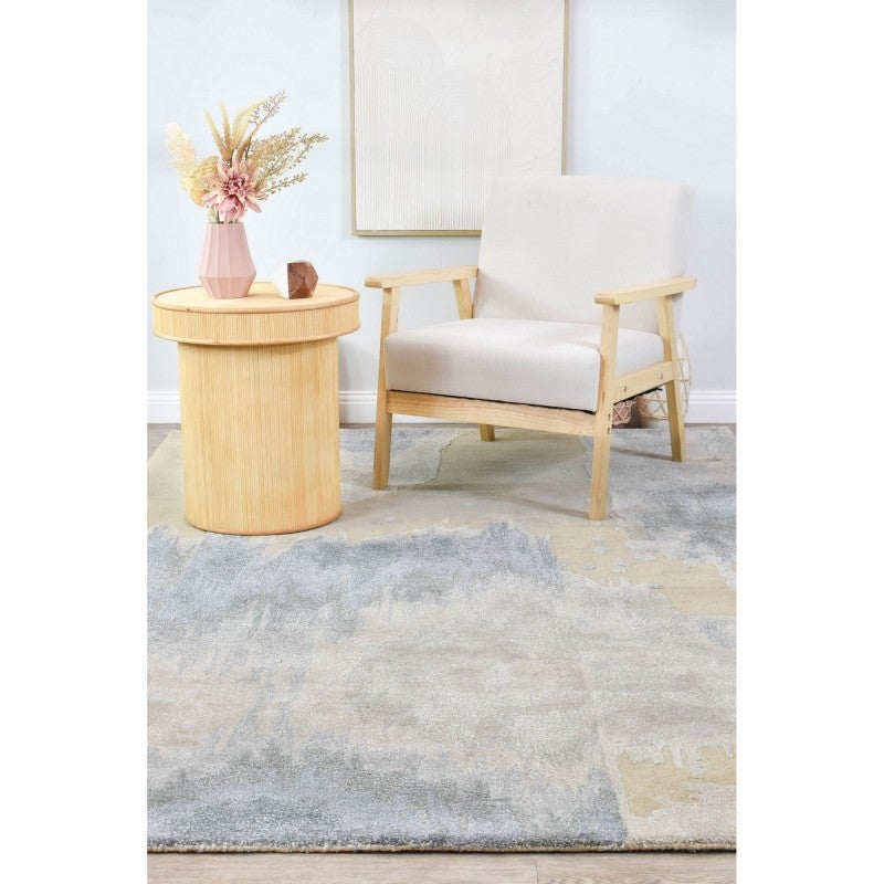 Blue Ridge Rug F76 Westcott Dune Ridge Modern Wool Rug, 155x225cm, Sand / Blue