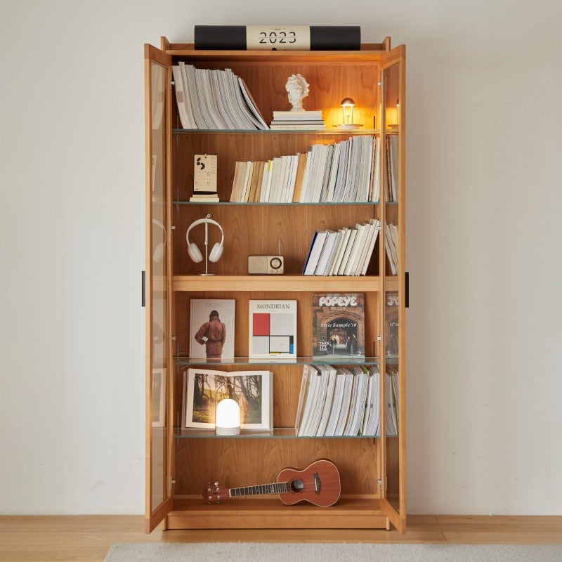 Harvenden American Cherrywood Glass Door Display Cabinet / Bookcase ...