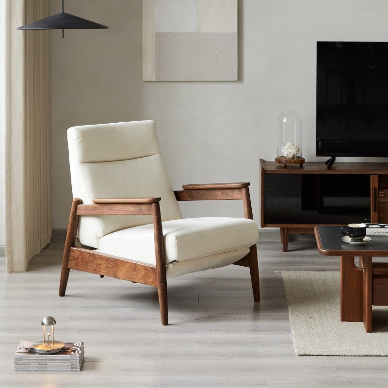 Elov Faux Leather & American Walnut Timber Armchair