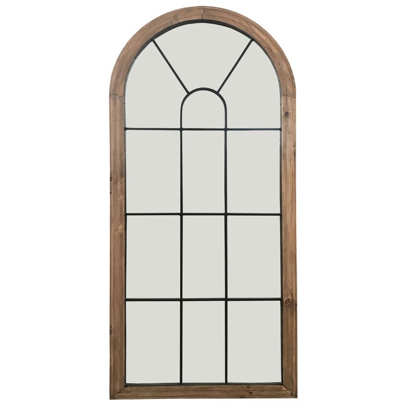 Dultic Recycled Pine Timber & Iron Frame Arched Floor Mirror, 183cm