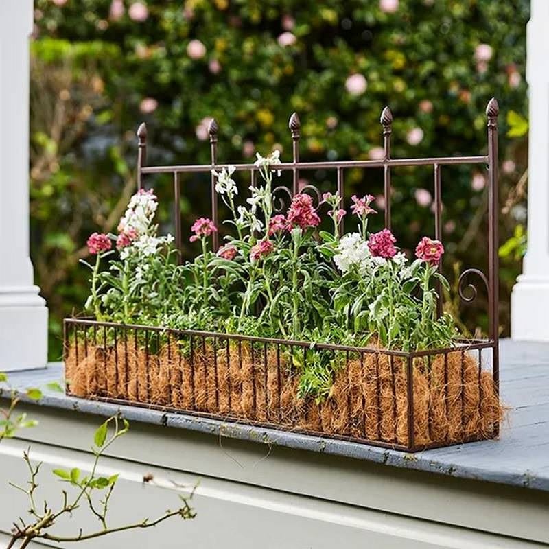 Kent 2 Piece Iron Wall Planter Holder Set, Wide