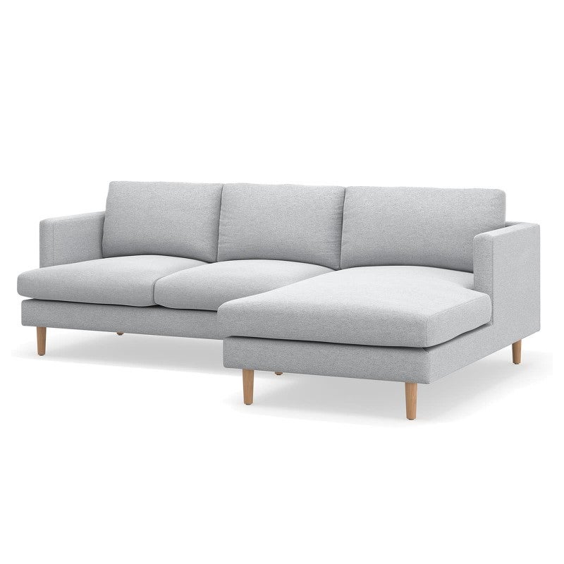 Taylor Fabric Corner Sofa, 2 Seater with RHF Chaise, Cloud Grey