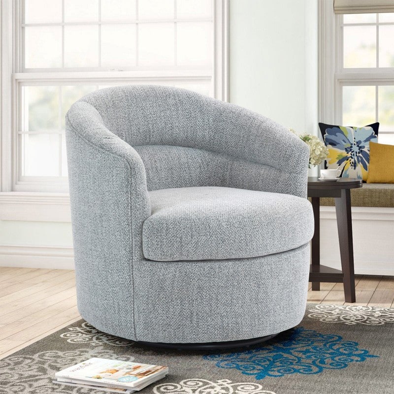 Zoey Fabric Swivel Tub Chair, Light Grey
