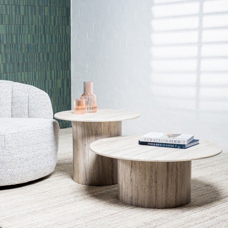 Soryn Artificial Stone Top Round Side Table