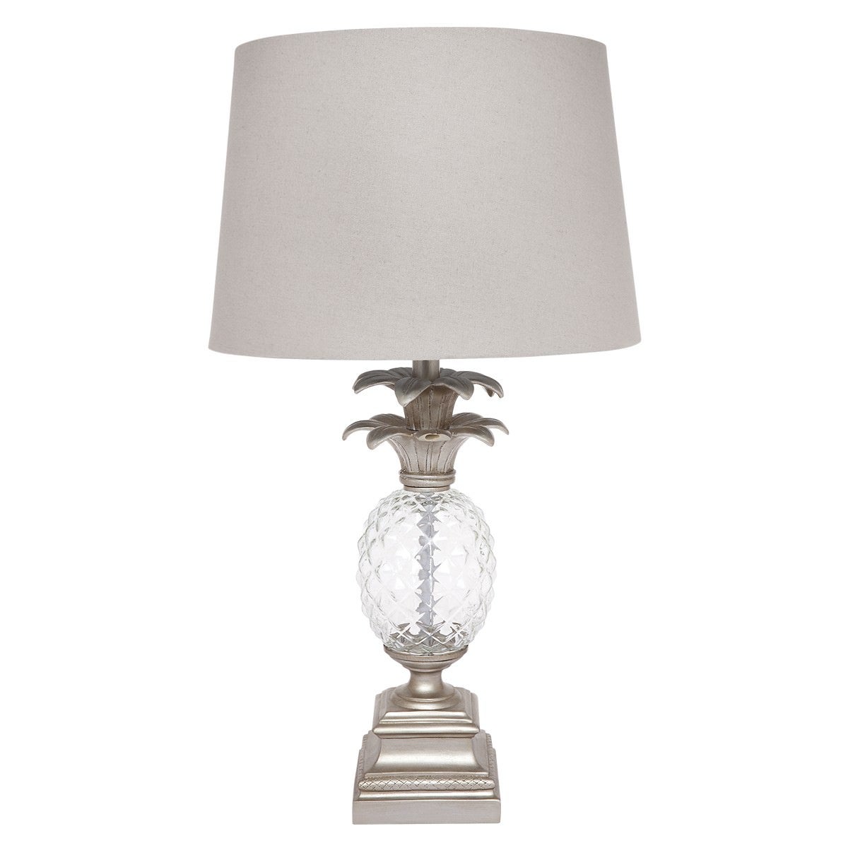 Langley Cut Glass Pineapple Base Table Lamp , Antique Silver