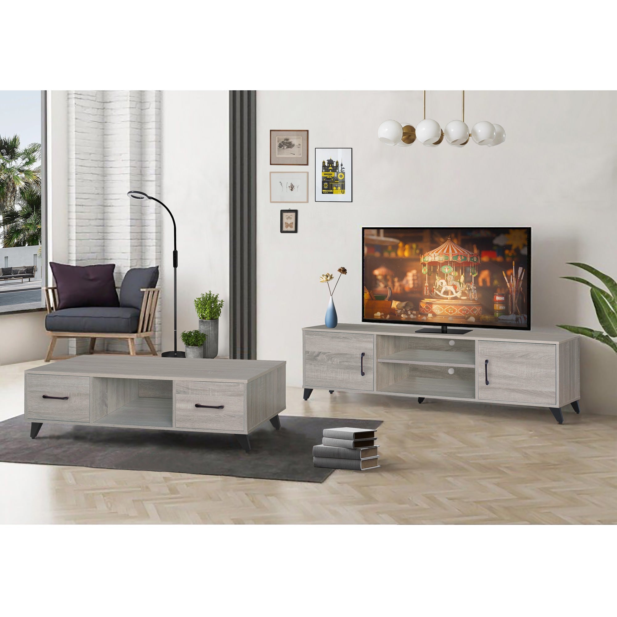 Coffee table entertainment unit set hot sale