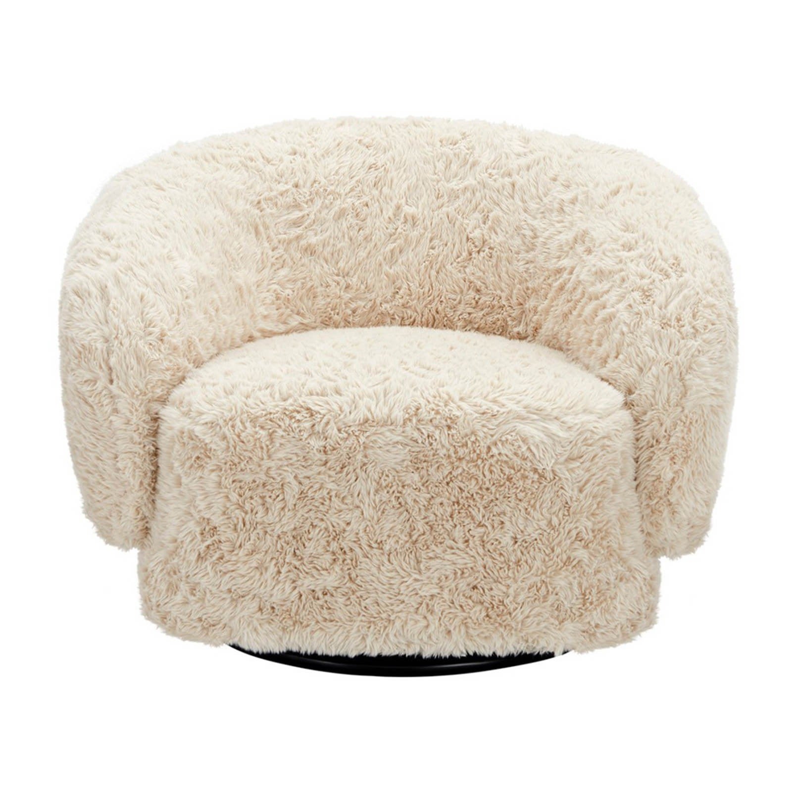 Marlowe Faux Fur Swivel Tub Chair, Sand - Main Image