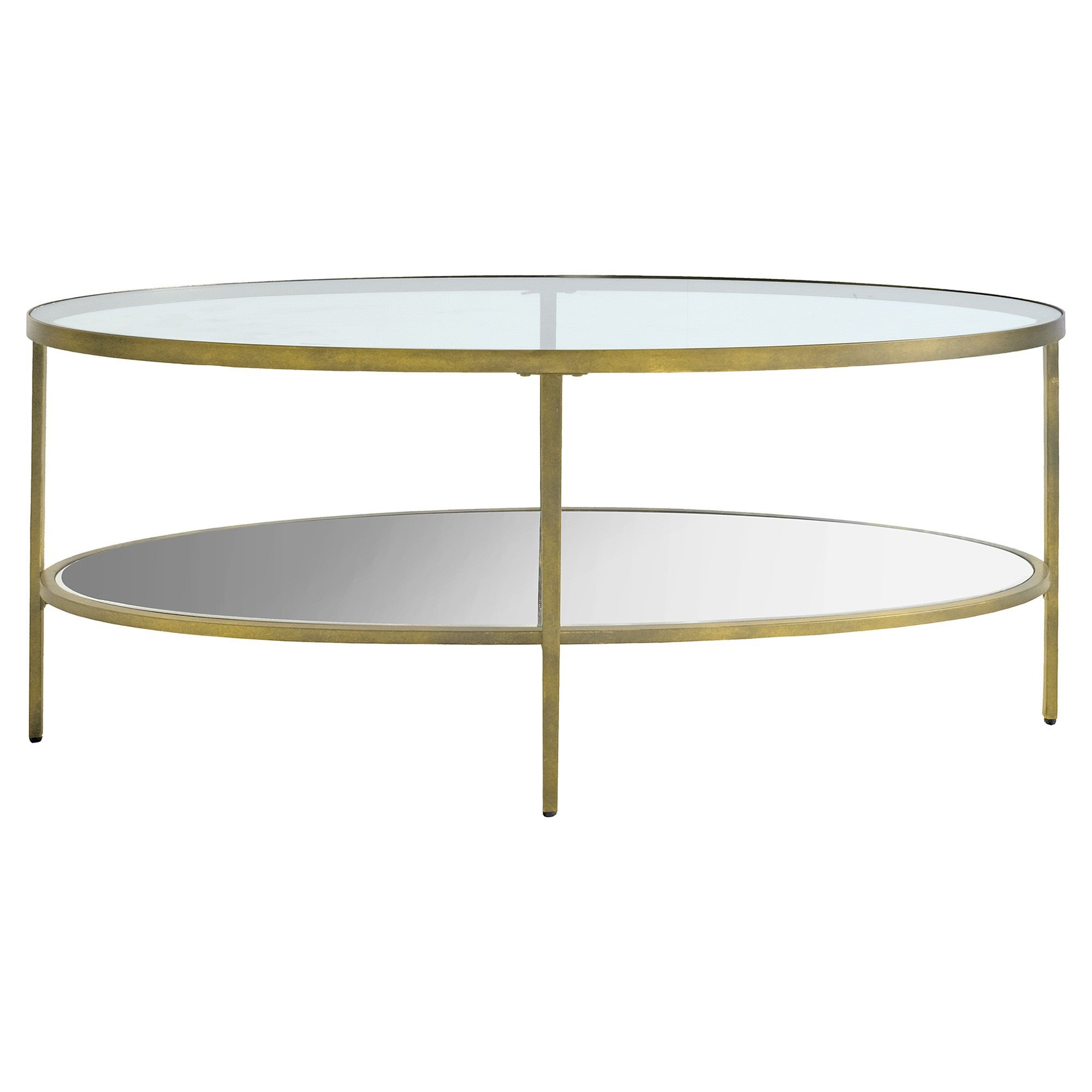 Firmo Glass & Metal Oval Coffee Table, 112cm, Champagne Gold