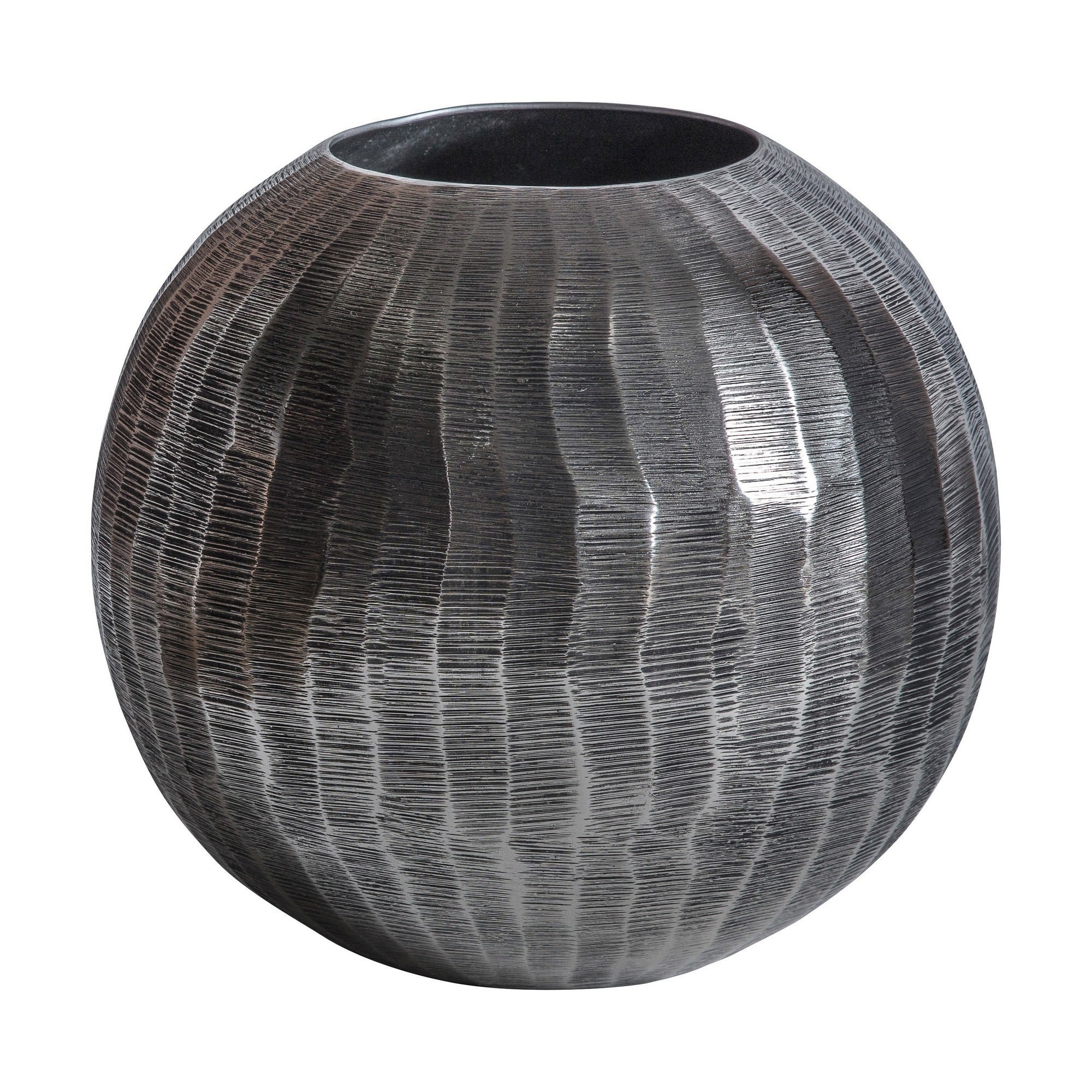 Brisa Metal Round Vase, Antique Nickel
