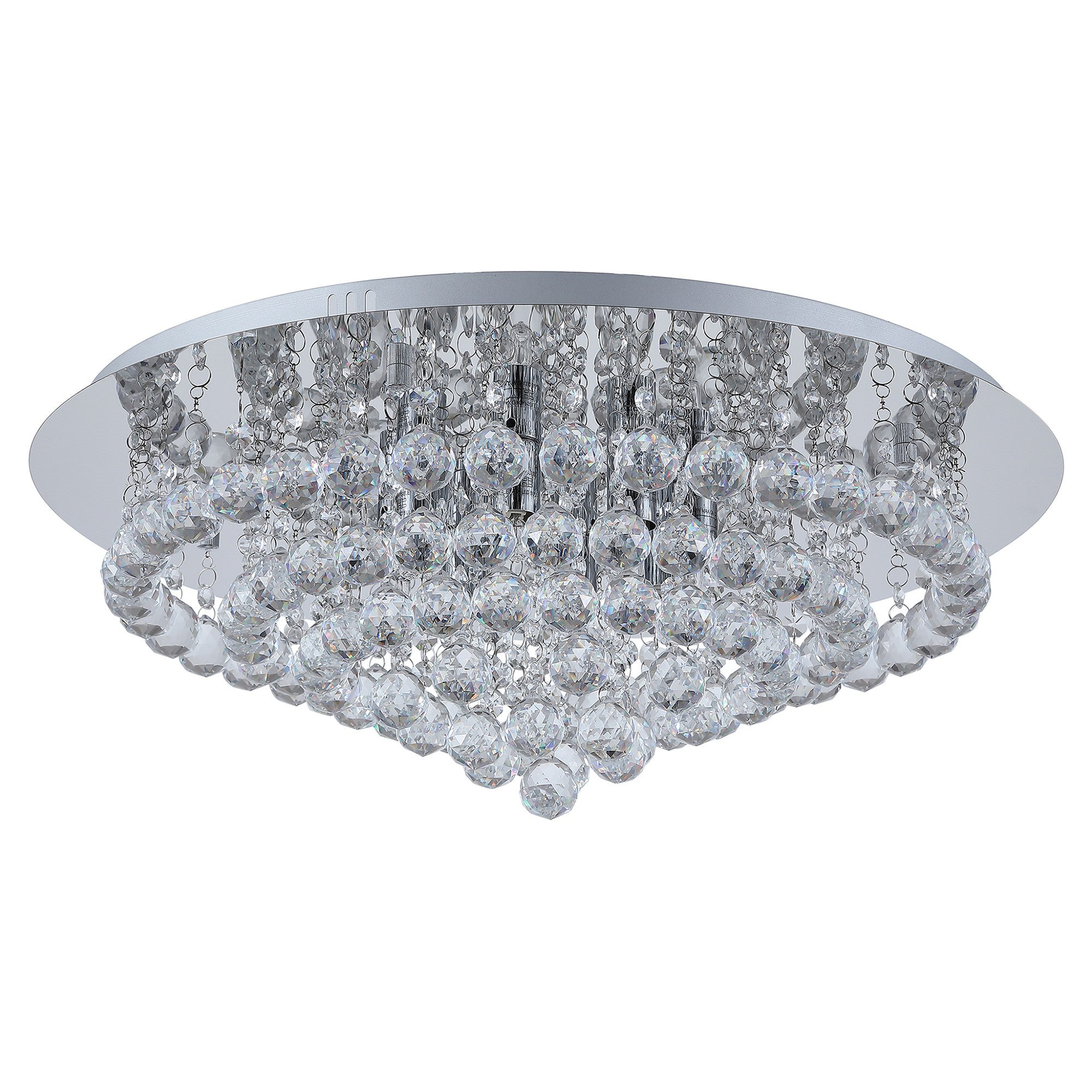 Kiak Metal Crystal Glass Flush Mount Ceiling Light Large Round