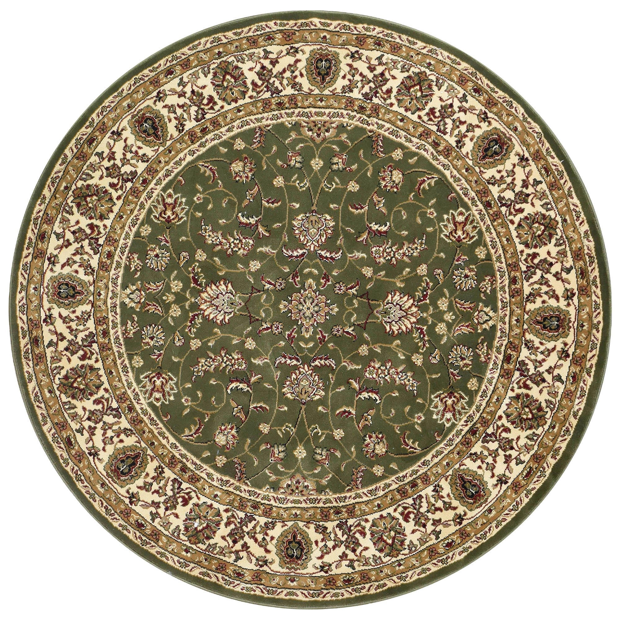 Granada No.79 Oriental Round Rug, 240cm, Green