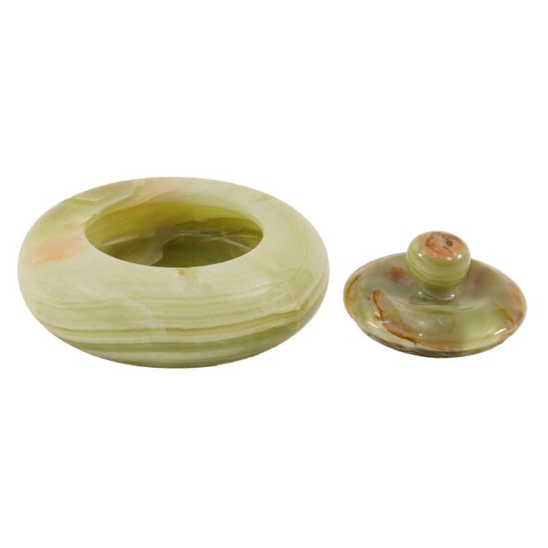 Marbeline Marble Round Ash Tray with Lid, Green
