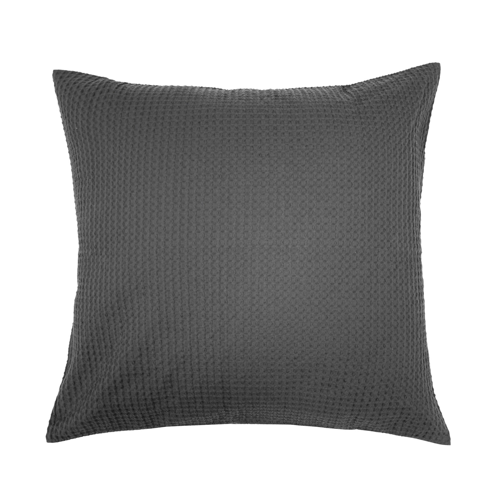 Bambury Melville Cotton Waffle European Pillowcase Dark Grey
