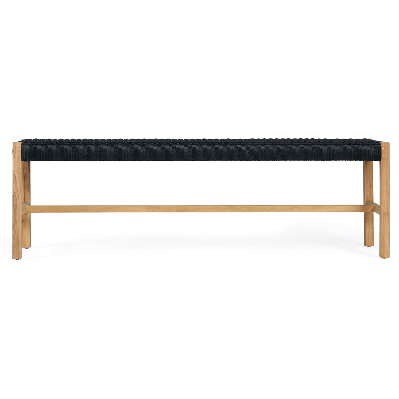 Merino Paper Cord & Teak Timber Bench, 152cm, Black / Natural