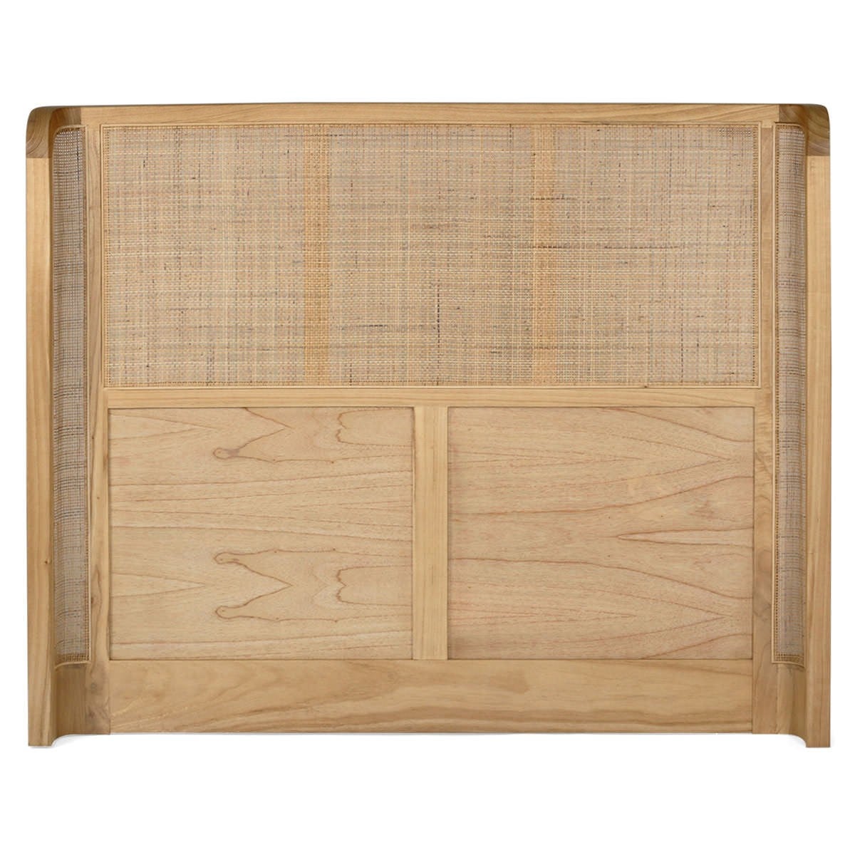 Navini White Cedar Timber & Rattan Bed Headboard, Double