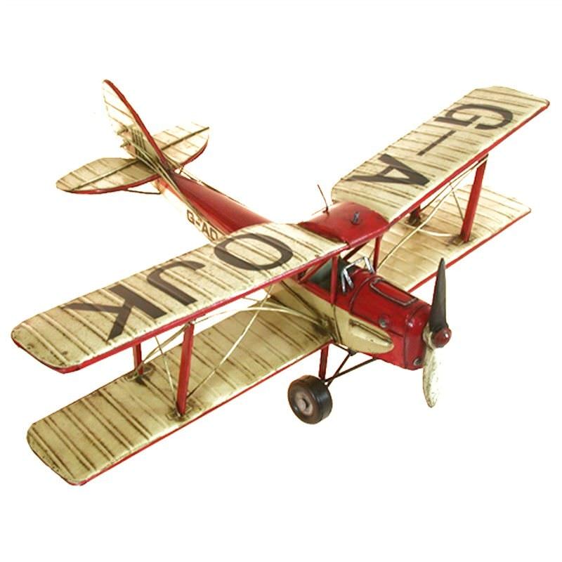 Boutica Handmade Tin Aircraft Model - Red Tigermoth Biplane