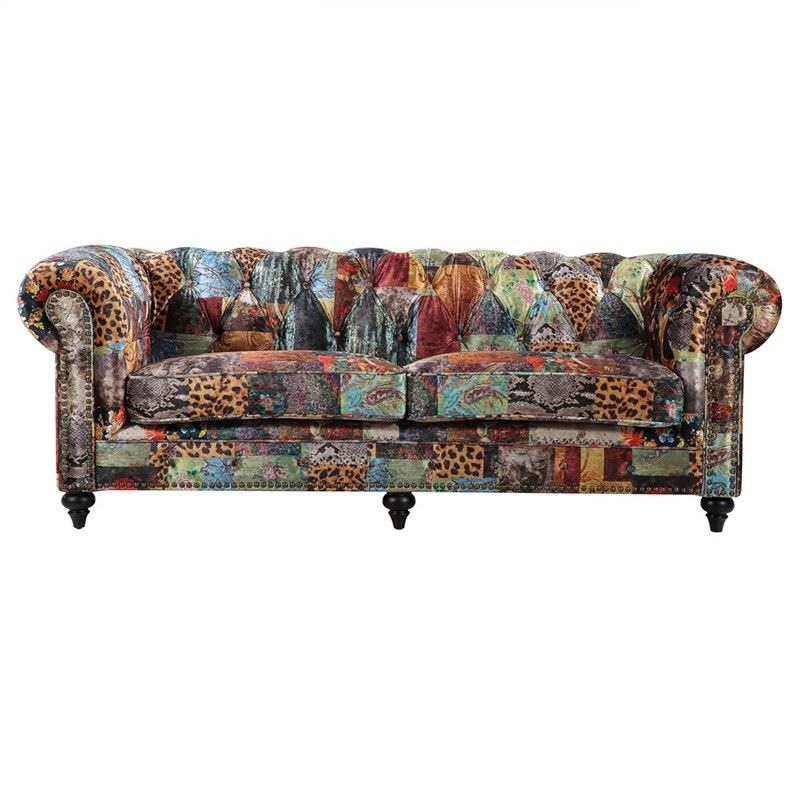 Chanster Fabric Chesterfield Sofa, 3 Seater, Patchwork