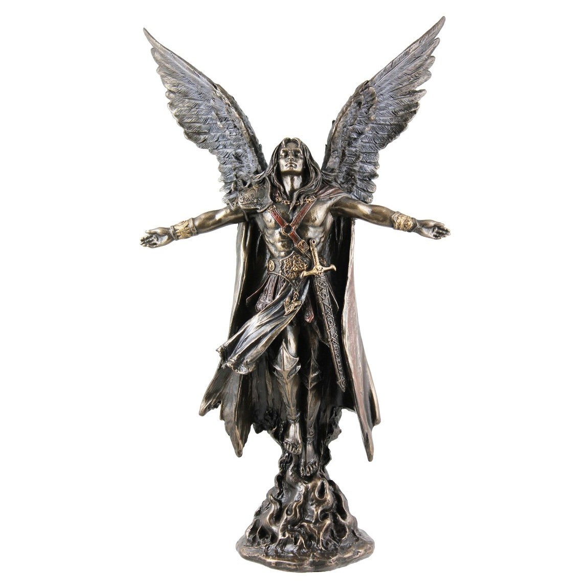 Veronese Cold Cast Bronze Coated Angel Figurine, Uriel The Archangel of Wisdom, Small